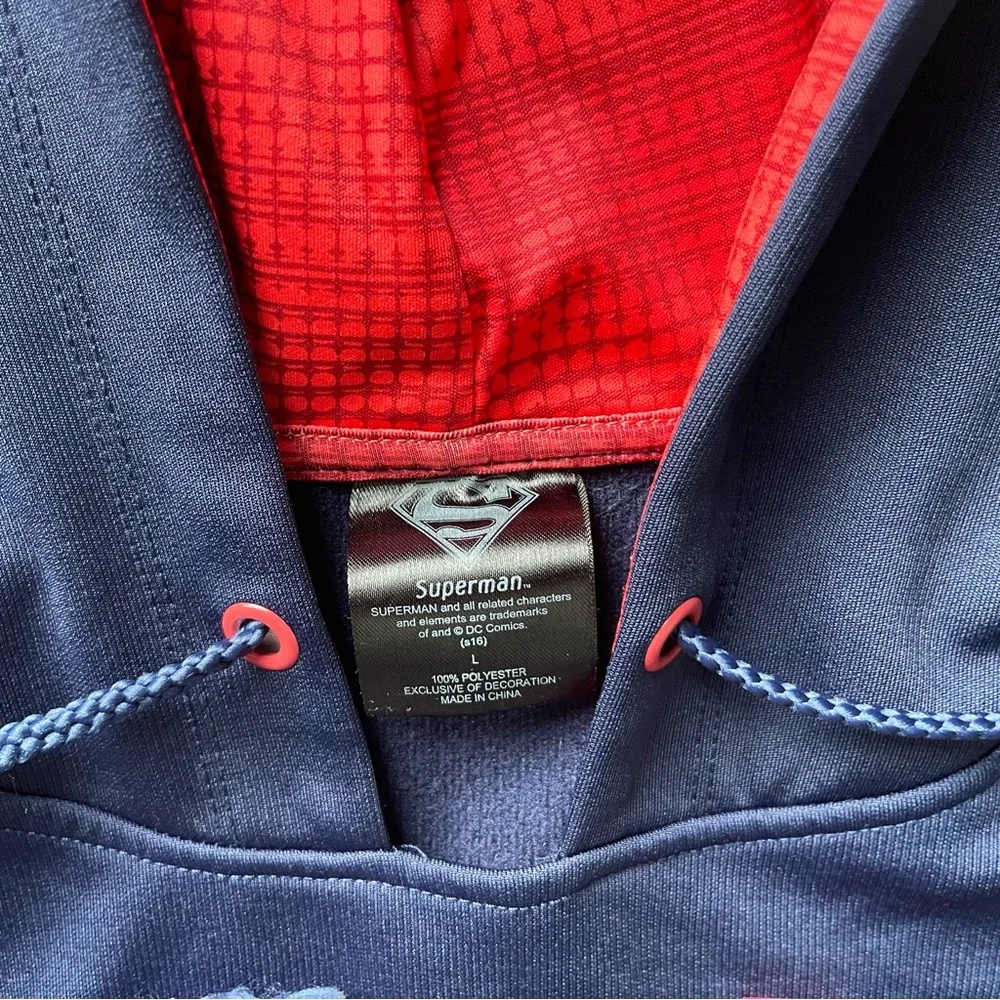 Superman Hoodie - Navy & Red - Size Large - Picture 12 of 14